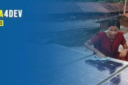 woman cleaning photovoltaic panel